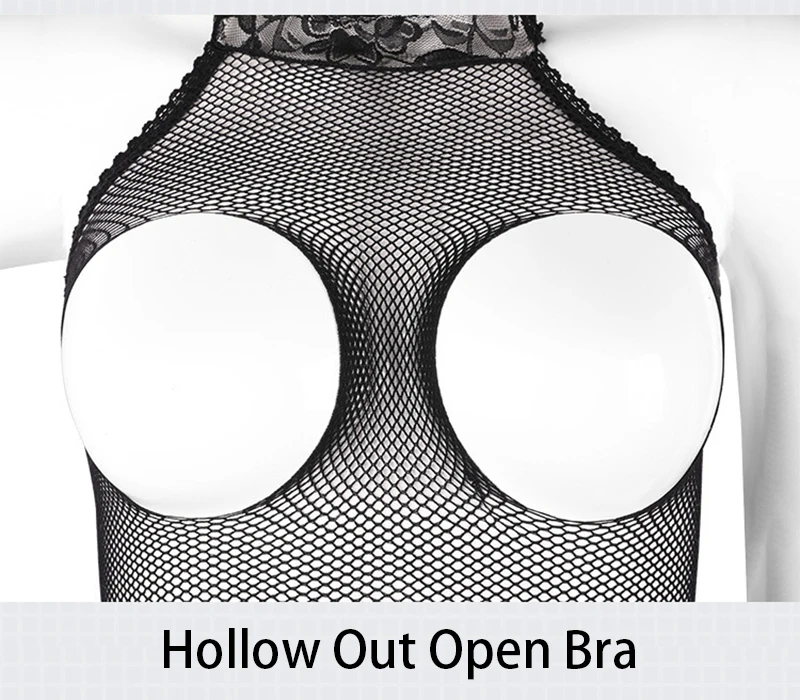 Open Bras Erotic Crotchless Lingerie Women Sexy Fishnet Hollow Bra Sets Lace Mesh See Through Bodystocking Teddy Underwear Sets
