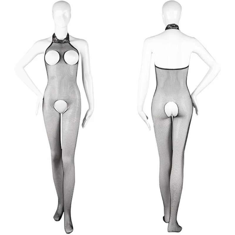 Open Bras Erotic Crotchless Lingerie Women Sexy Fishnet Hollow Bra Sets Lace Mesh See Through Bodystocking Teddy Underwear Sets